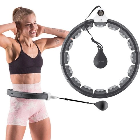 Hula hop z wypustkami, obciążnikiem i licznikiem HMS HHW06 czarny Hula hop z wypustkami, obciążnikiem i licznikiem HMS HHW06 czarny