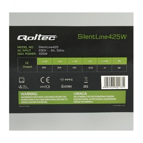 Zasilacz Qoltec 02 ATX 425W BULK II (425 W; Pasywne; 120 mm) Zasilacz Qoltec 02 ATX 425W BULK II (425 W; Pasywne; 120 mm)