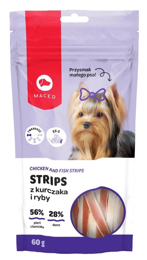 MACED Strips z kurczaka i ryby - przysmak dla psa - 60g MACED Strips z kurczaka i ryby - przysmak dla psa - 60g