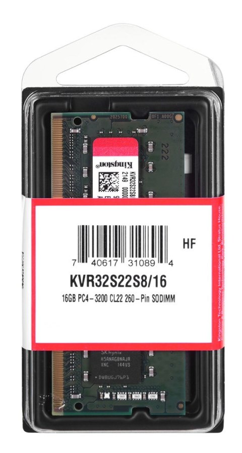 KINGSTON DDR4 SODIMM 16GB 3200MHz CL22 1Rx8 KINGSTON DDR4 SODIMM 16GB 3200MHz CL22 1Rx8
