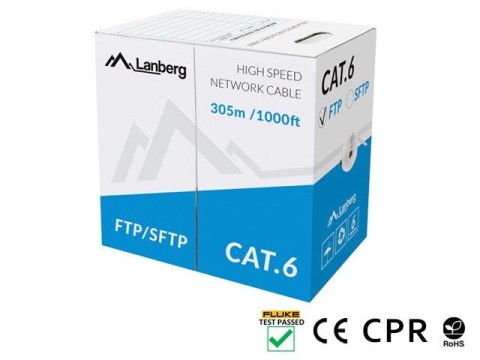 Kabel sieciowy Lanberg LCF6-11CU-0305-S (FTP; 305m; kat. 6; kolor szary) Kabel sieciowy Lanberg LCF6-11CU-0305-S (FTP; 305m; kat. 6; kolor szary)