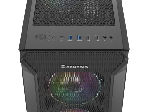 Obudowa NATEC Genesis Irid 505 ARGB NPC-1518 (ATX. Micro ATX. Mini ITX; kolor czarny) Obudowa NATEC Genesis Irid 505 ARGB NPC-1518 (ATX. Micro ATX. Mini ITX; kolor czarny)