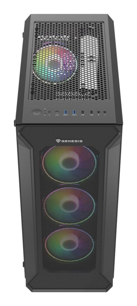 Obudowa NATEC Genesis Irid 505 ARGB NPC-1518 (ATX. Micro ATX. Mini ITX; kolor czarny) Obudowa NATEC Genesis Irid 505 ARGB NPC-1518 (ATX. Micro ATX. Mini ITX; kolor czarny)