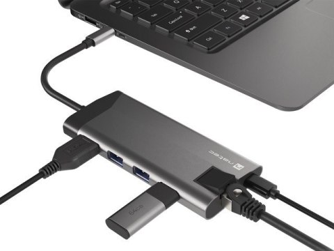 NATEC MULTIPORT ADAPTER FOWLER PLUS USB-C-> USB 3.0 3X, HDMI 4K, USB-C PD, RJ45, MICRO SD NMP-1690 NATEC MULTIPORT ADAPTER FOWLER PLUS USB-C-> USB 3.0 3X, HDMI 4K, USB-C PD, RJ45, MICRO SD NMP-1690