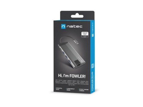 NATEC MULTIPORT ADAPTER FOWLER PLUS USB-C-> USB 3.0 3X, HDMI 4K, USB-C PD, RJ45, MICRO SD NMP-1690 NATEC MULTIPORT ADAPTER FOWLER PLUS USB-C-> USB 3.0 3X, HDMI 4K, USB-C PD, RJ45, MICRO SD NMP-1690