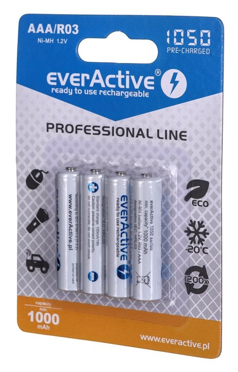 Zestaw akumulatorków everActive Professional line EVHRL03-1050 (1050mAh ; Ni-MH LSD) Zestaw akumulatorków everActive Professional line EVHRL03-1050 (1050mAh ; Ni-MH LSD)