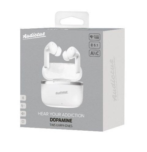 Audictus Dopamine Zestaw słuchawkowy True Wireless Stereo (TWS) Douszny Połączenia/muzyka Bluetooth Biały Audictus Dopamine Zestaw słuchawkowy True Wireless Stereo (TWS) Douszny Połączenia/muzyka Bluetooth Biały