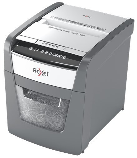 Rexel Niszczarka Optimum AutoFeed+ 50X, (P-4), 50 kartek, 20 l kosz Rexel Niszczarka Optimum AutoFeed+ 50X, (P-4), 50 kartek, 20 l kosz