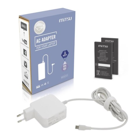 Zasilacz sieciowy Mitsu 45W USB type C USB-C (white) Zasilacz sieciowy Mitsu 45W USB type C USB-C (white)