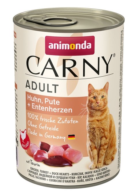 ANIMONDA Carny Adult smak: kurczak, indyk, kacze serca - karma mokra dla kota - 400g ANIMONDA Carny Adult smak: kurczak, indyk, kacze serca - karma mokra dla kota - 400g