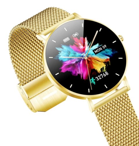 Smartwatch zegarek damski Alexa Lux Gold + różowy pasek Smartwatch zegarek damski Alexa Lux Gold + różowy pasek
