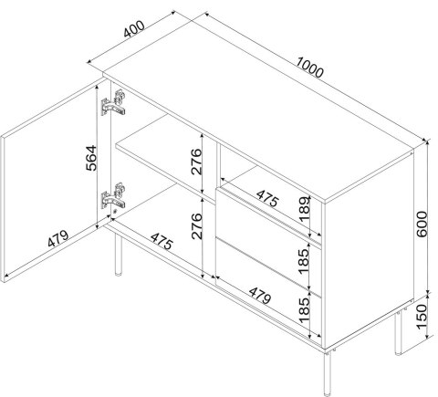 Komoda 1D2S TRESSE 100x40x75 zieleń mat Komoda 1D2S TRESSE 100x40x75 zieleń mat