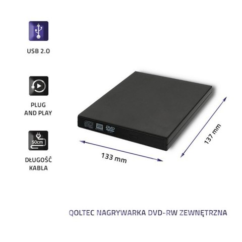 QOLTEC NAGRYWARKA DVD-RW ZEWNĘTRZNA | USB 2.0 | CZARNA QOLTEC NAGRYWARKA DVD-RW ZEWNĘTRZNA | USB 2.0 | CZARNA