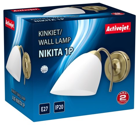 Kinkiet klasyczny pojedyńczy Activejet NIKITA Patyna E27 do salonu Kinkiet klasyczny pojedyńczy Activejet NIKITA Patyna E27 do salonu