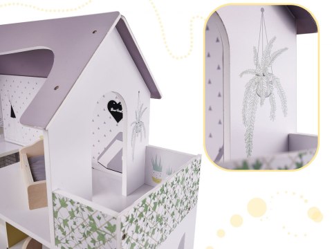 Domek dla lalek drewniany + mebelki 70cm szary Domek dla lalek drewniany + mebelki 70cm szary