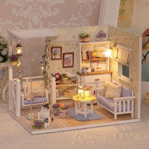 Domek dla lalek drewniany retro model DIY 3013 Domek dla lalek drewniany retro model DIY 3013