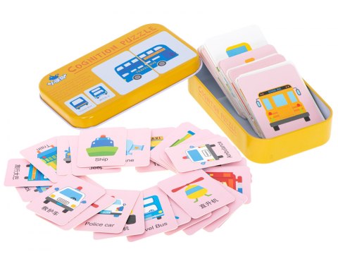 Układanka obrazkowa puzzle w puszce pojazdy 32 elementy Układanka obrazkowa puzzle w puszce pojazdy 32 elementy
