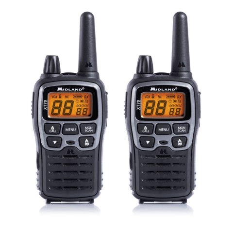 Midland XT70 krótkofalówka 24 kan. 446.00625 - 446.09375 MHz Czarny, Szary Midland XT70 krótkofalówka 24 kan. 446.00625 - 446.09375 MHz Czarny, Szary