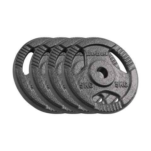 Zestaw obciążeń żeliwnych 4x5kg, otwór 31mm, talerz z uchwytami, REBEL ACTIVE Zestaw obciążeń żeliwnych 4x5kg, otwór 31mm, talerz z uchwytami, REBEL ACTIVE