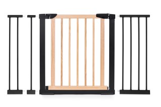 BRAMKA BARIERKA ZABEZPIECZAJĄCA 74-100 CM NA SCHODY I DRZWI METAL DREWNO DODATKOWE PANELE