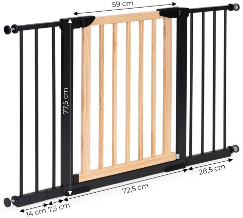 BRAMKA BARIERKA ZABEZPIECZAJĄCA 74-100 CM NA SCHODY I DRZWI METAL DREWNO DODATKOWE PANELE