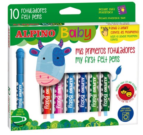 ALPINO BABY Flamastry mazaki okrągła końcówka 10 kolorów ALPINO BABY Flamastry mazaki okrągła końcówka 10 kolorów