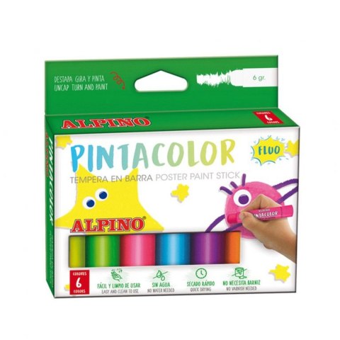 ALPINO Farby w sztyfcie fluorescencyjne 6 kolorów ALPINO Farby w sztyfcie fluorescencyjne 6 kolorów