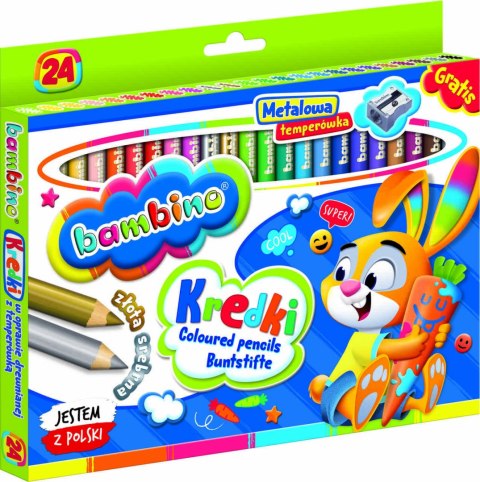 BAMBINO Kredki w oprawie drewnianej 24 kolory + temperówka BAMBINO Kredki w oprawie drewnianej 24 kolory + temperówka