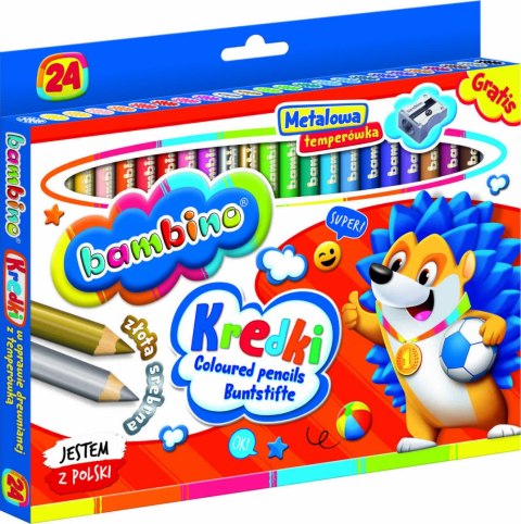 BAMBINO Kredki w oprawie drewnianej 24 kolory + temperówka BAMBINO Kredki w oprawie drewnianej 24 kolory + temperówka