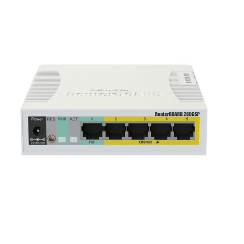 Switch Mikrotik RB260GSP (CSS106-1G-4P-1S) 6p PoE (Passive: 4;) 60W Managed Gigabit Switch Mikrotik RB260GSP (CSS106-1G-4P-1S) 6p PoE (Passive: 4;) 60W Managed Gigabit