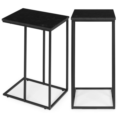 STOLIK BOCZNY POD LAPTOPA KAWOWY W KSZTAŁCIE LITERY C MARMUR CZARNY MODERNHOME