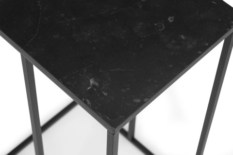 STOLIK BOCZNY POD LAPTOPA KAWOWY W KSZTAŁCIE LITERY C MARMUR CZARNY MODERNHOME