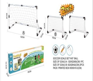 Bramki piłkarskie dla dzieci 2w1 (2szt-62x42x28cm/1szt-120x80x52cm) + piłka + pompka