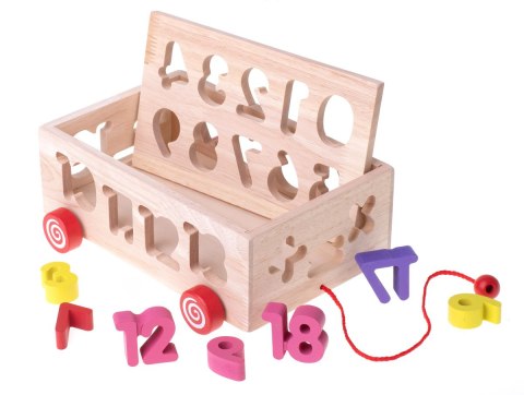 Sorter drewniany mobilny na sznurku z cyframi montessori Sorter drewniany mobilny na sznurku z cyframi montessori