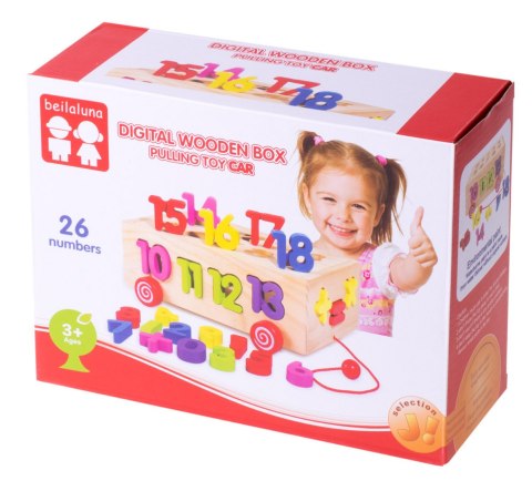 Sorter drewniany mobilny na sznurku z cyframi montessori Sorter drewniany mobilny na sznurku z cyframi montessori