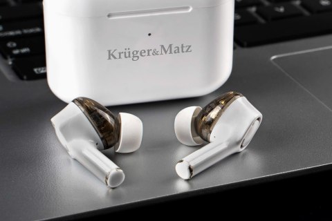 Kruger & Matz Dual Driver M4 PRO Słuchawki douszne TWS stereo Bluetooth białe Kruger & Matz Dual Driver M4 PRO Słuchawki douszne TWS stereo Bluetooth białe