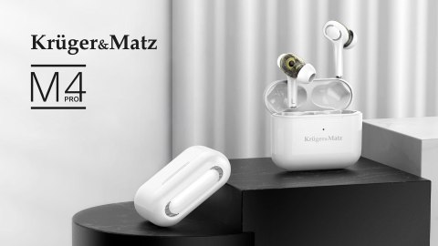 Kruger & Matz Dual Driver M4 PRO Słuchawki douszne TWS stereo Bluetooth białe Kruger & Matz Dual Driver M4 PRO Słuchawki douszne TWS stereo Bluetooth białe