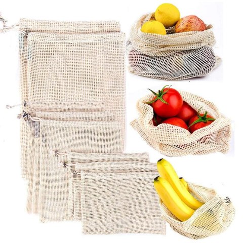 Woreczek wielorazowy ekologiczny siatka na warzywa owoce suszone grzyby 30x35cm Woreczek wielorazowy ekologiczny siatka na warzywa owoce suszone grzyby 30x35cm