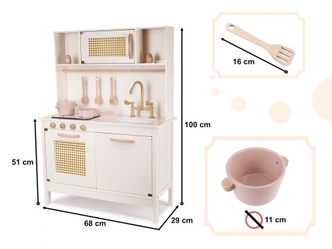 Kuchnia drewniana dla dzieci MDF retro z akcesoriami BOHO Kuchnia drewniana dla dzieci MDF retro z akcesoriami BOHO