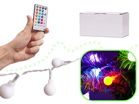 Lampki dekoracyjne LED mini cotton balls 5m 50LED USB + pilot 16 kolorów Lampki dekoracyjne LED mini cotton balls 5m 50LED USB + pilot 16 kolorów