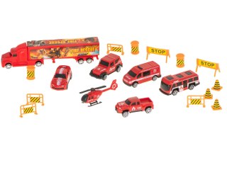 Transporter ciężarówka TIR wyrzutnia w walizce + 7 aut straż pożarna