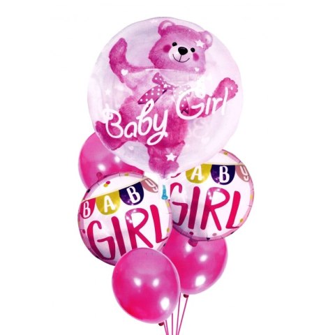 Balony na urodziny babyshower dziewczynki 6szt różowe Balony na urodziny babyshower dziewczynki 6szt różowe