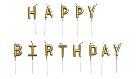 Świeczki urodzinowe Happy Birthday metaliczne złote Świeczki urodzinowe Happy Birthday metaliczne złote