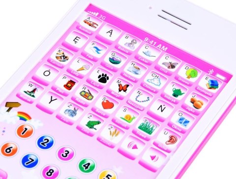 Tablet edukacyjny pierwsze słowa język polski różowy