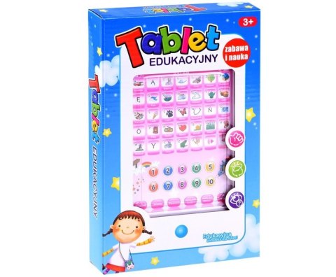 Tablet edukacyjny pierwsze słowa język polski różowy