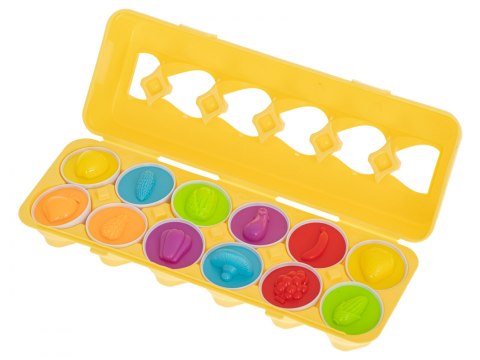 Układanka edukacyjna sorter dopasuj kształty owoce jajka 12szt Układanka edukacyjna sorter dopasuj kształty owoce jajka 12szt