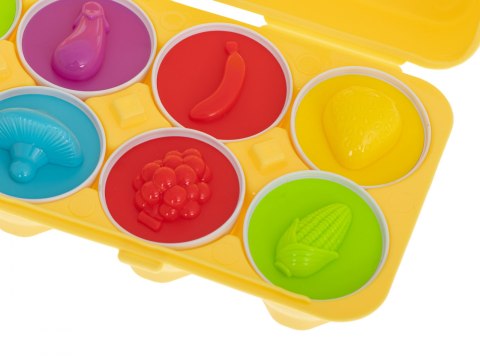 Układanka edukacyjna sorter dopasuj kształty owoce jajka 12szt Układanka edukacyjna sorter dopasuj kształty owoce jajka 12szt