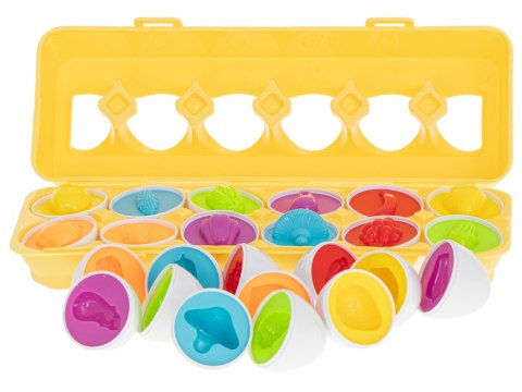 Układanka edukacyjna sorter dopasuj kształty owoce jajka 12szt Układanka edukacyjna sorter dopasuj kształty owoce jajka 12szt