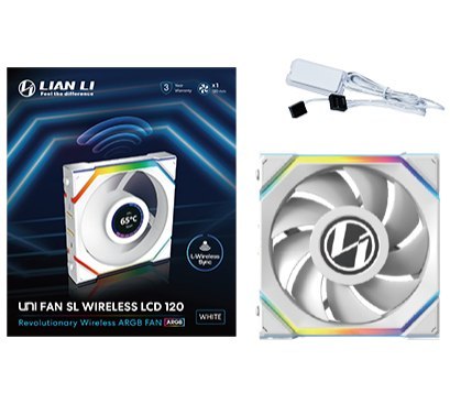 Lian Li UNI FAN SL Bezprzewodowy wentylator LCD, ARGB, PWM - 120 mm, biały Lian Li UNI FAN SL Bezprzewodowy wentylator LCD, ARGB, PWM - 120 mm, biały