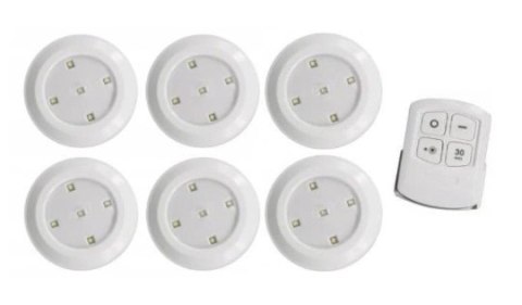 Lampka bezprzewodowa lampki LED na baterie 6szt. + pilot Lampka bezprzewodowa lampki LED na baterie 6szt. + pilot
